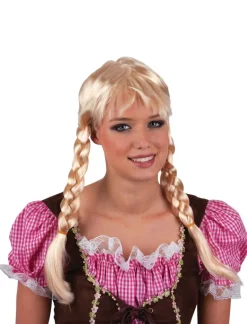 Blonde Pruik Heidi met vlechtjes