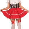 Dirndl Rode Rok en Zwarte Bustier - Maat 38