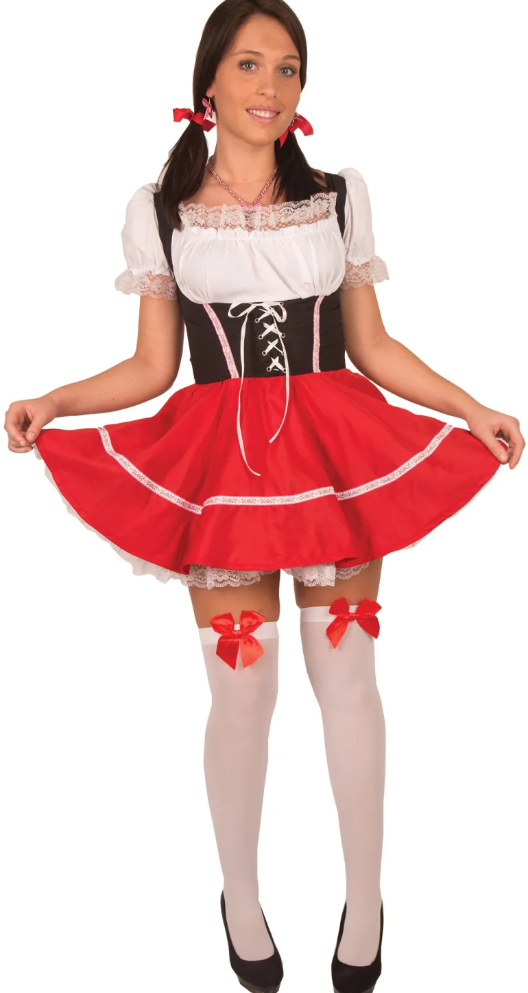 Dirndl Rode Rok en Zwarte Bustier - Maat 40