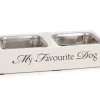 Dubbele eetbak 'My favourite dog' wit 30 x 16 x 6 cm