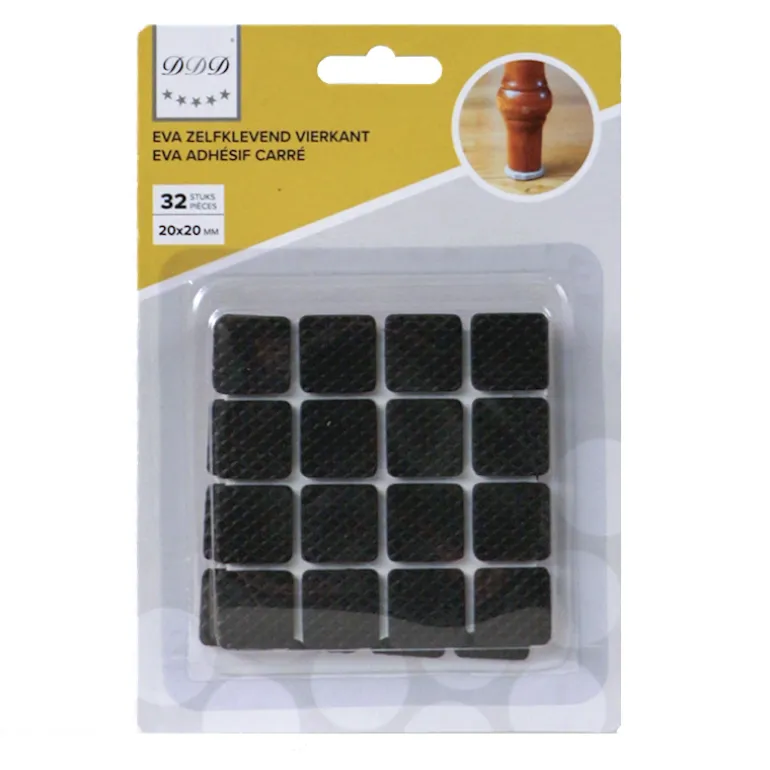 Eva zelfklevend vierkant zwart 20x20 mm - 32 stuks