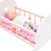 Houten poppenbed roze/wit