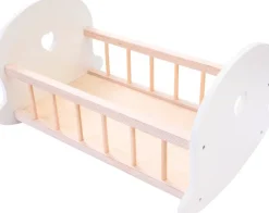 Houten poppenbed roze/wit