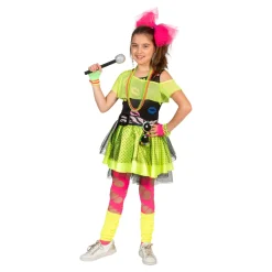 80ies Kinderkostuum Fluojurk Kiss The Girl - Maat 152