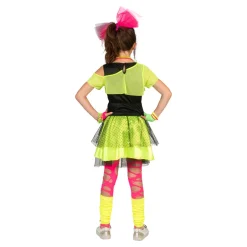 80ies Kinderkostuum Fluojurk Kiss The Girl - Maat 152