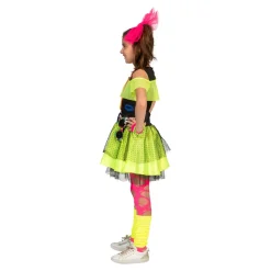 80ies Kinderkostuum Fluojurk Kiss The Girl - Maat 128