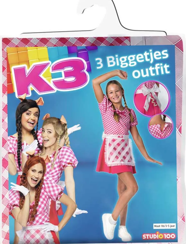 K3 Verkleedjurk 3 Biggetjes - 3-5 jaar