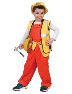 Kinderkostuum Overall Oranje met Fluo Hesje - Maat 164