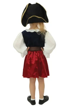 Kinderkostuum piraat met hoed meisje- 3 delig - Blauw/rood - 3-4 jaar