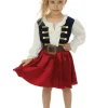 Kinderkostuum piraat met hoed meisje- 3 delig - Blauw/rood - 7-9 jaar