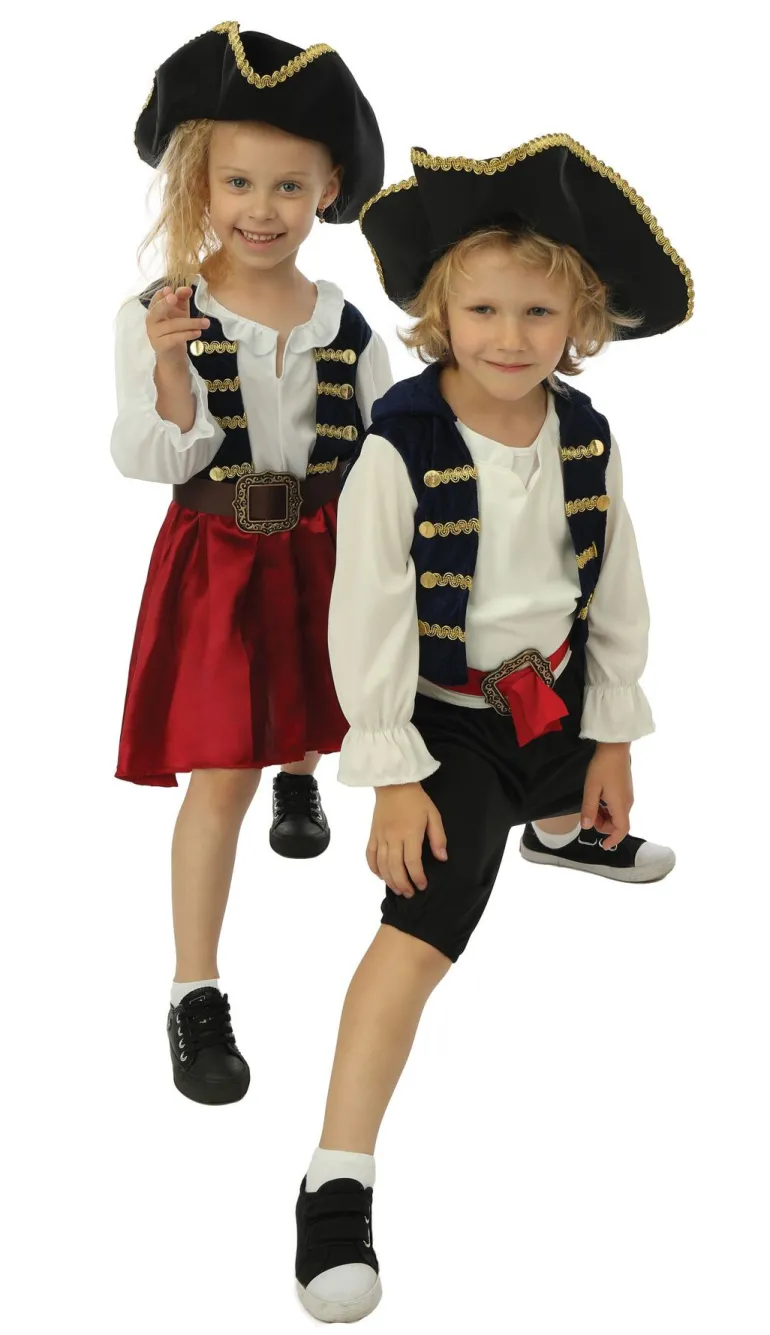 Kinderkostuum piraat met hoed jongen- 3 delig - Blauw - 5-6 jaar