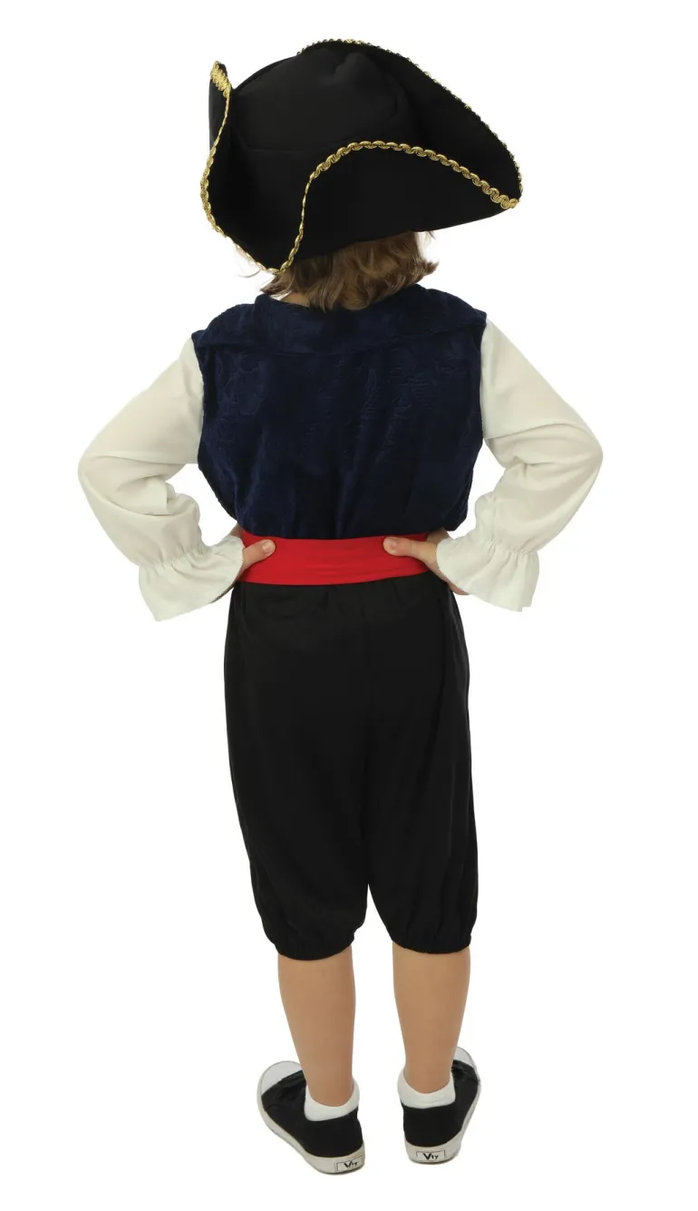 Kinderkostuum piraat met hoed jongen- 3 delig - Blauw - 5-6 jaar