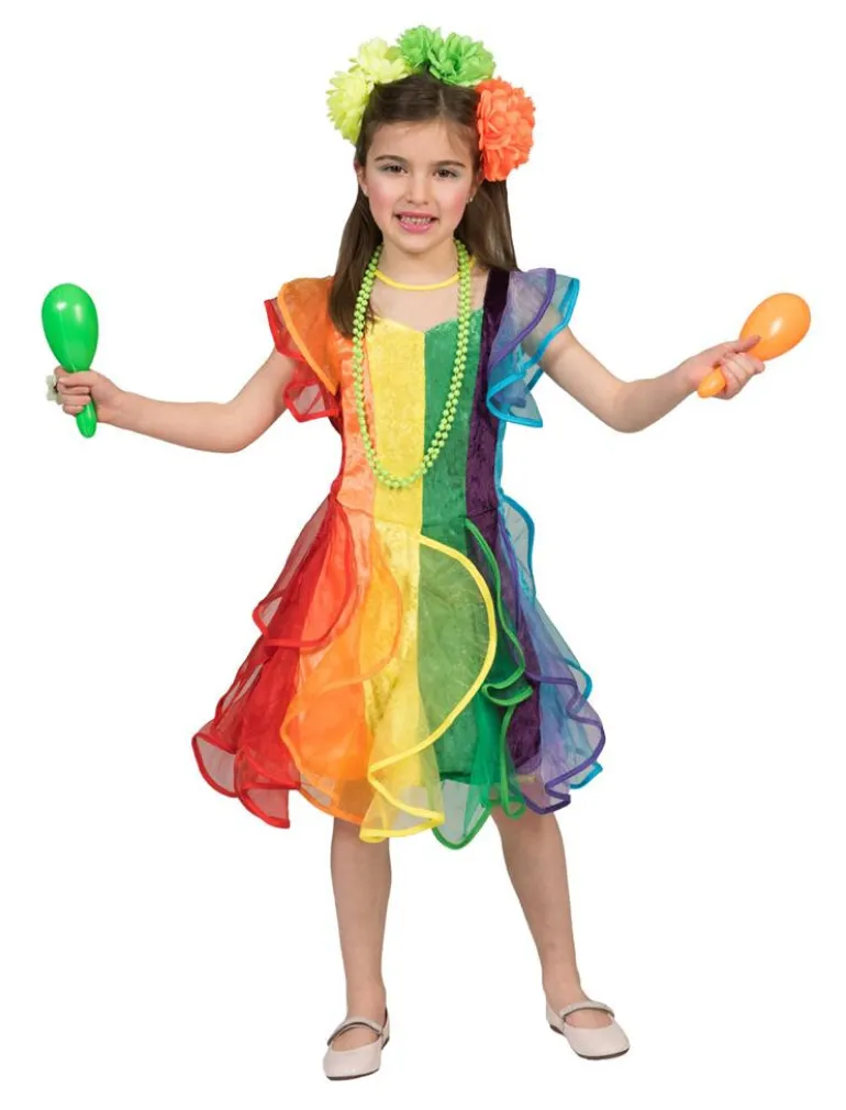 Kinderkostuum Regenboog Prinsessenjurk - Maat 140