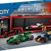 LEGO City 60445 F1® truck met RB20 en AMR24 F1® auto's