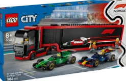 LEGO City 60445 F1Ā® truck met RB20 en AMR24 F1Ā® auto's