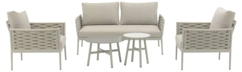 Loungeset Rope Janiek - Aluminium - Beige
