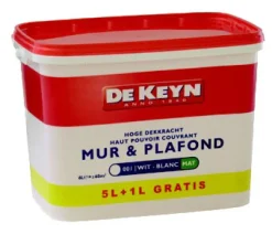 Mur & plafond mat wit promo 5 + 1 L GRATIS