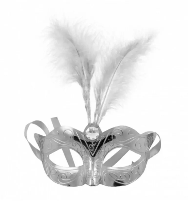 Oogmasker Loup Zilver Met Pluimen