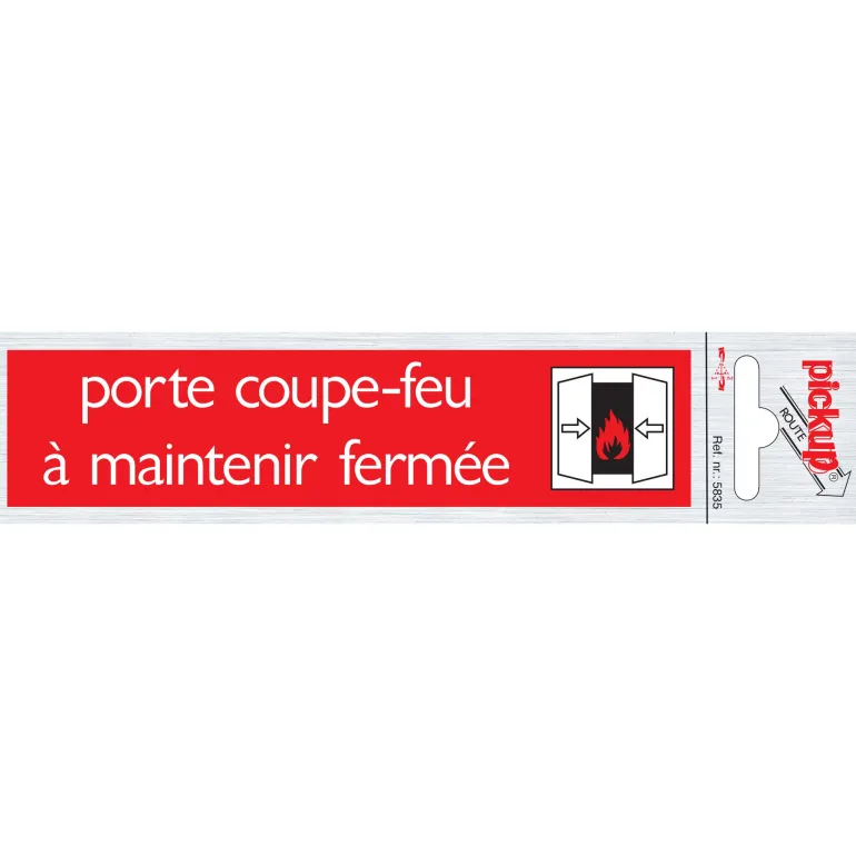 Pictogram aluminium coupe - feu maintenir 16,5 x 4,4 cm
