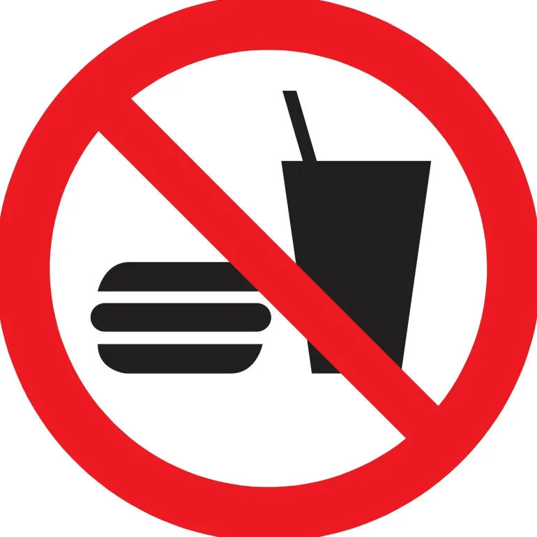 Pictogram consumpties verboden 18 cm