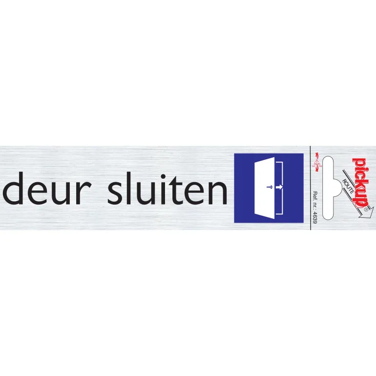 Pictogram deur sluiten aluminium 16,5 x 4,4 cm
