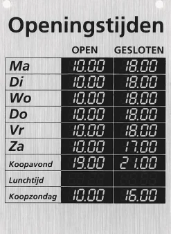 Pictogram openingstijden bordje 17 x 12,5 cm