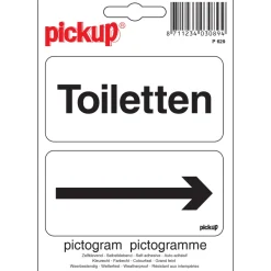 Pictogram toiletten met pijl 10 x 10 cm