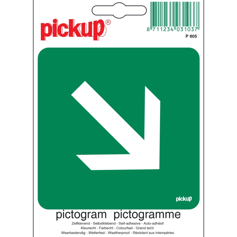 Pictogram vluchtweg schuin 10 x 10 cm