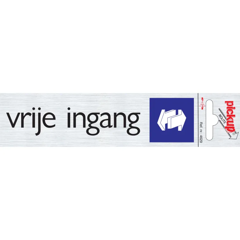 Pictogram vrije ingang aluminium 6,5 x 4,4 cm