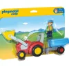 Playmobil 1.2.3 Boer Tractor Aanhangwagen - 6964
