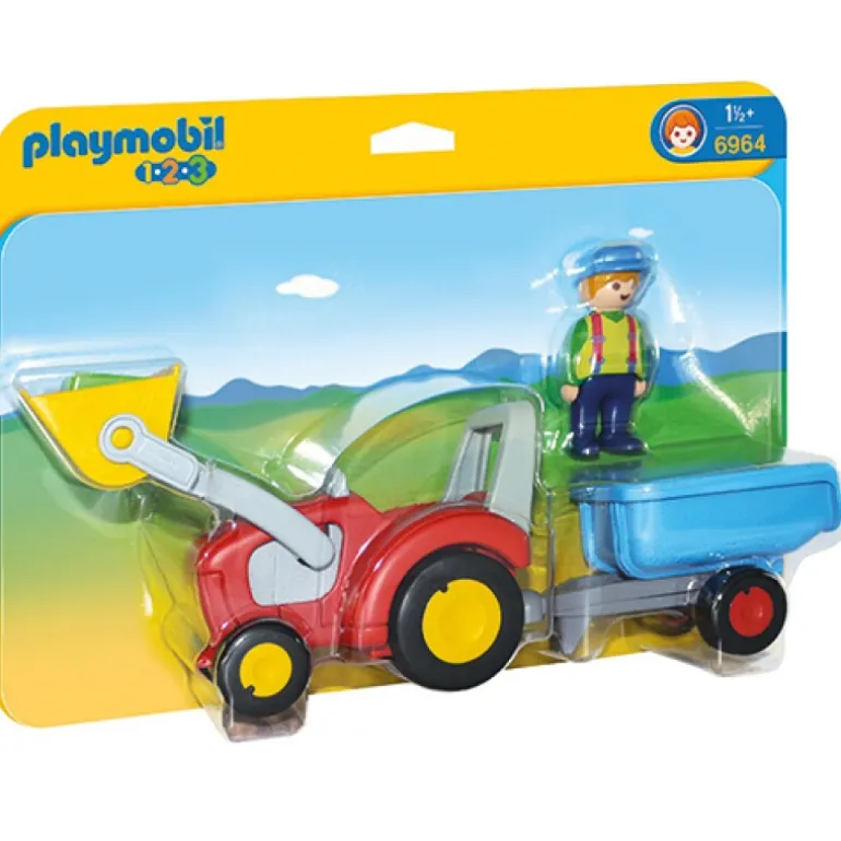 Playmobil 1.2.3 Boer Tractor Aanhangwagen - 6964
