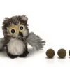 Pluche kattenspeeltje uil met bal 9,5 cm