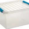 Q - line opbergbox 36 L blauw transparant