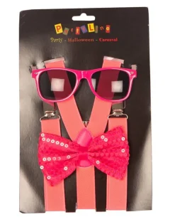 Set Neon Fuchsia - Bretellen + Strik + Bril