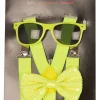 Set Neon Geel - Bretellen + Strik + Bril