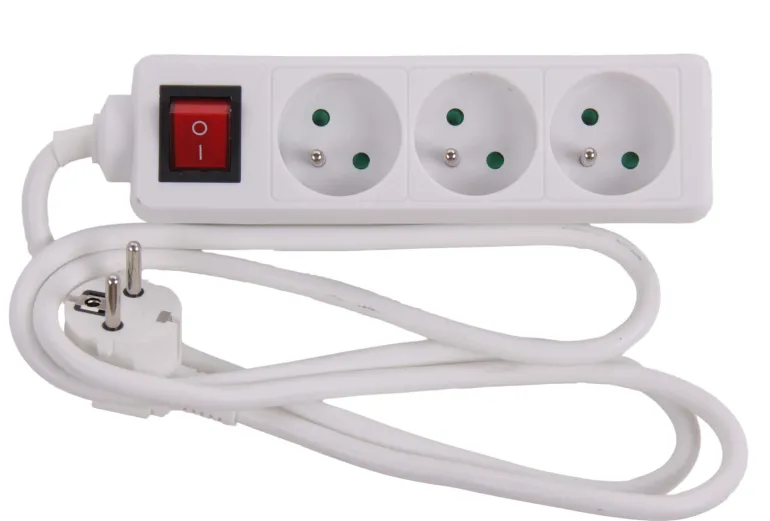 Stekkerblok met schakel en kabel 1,5 m wit