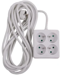 Stekkerblok vierkant met kabel wit 5 m