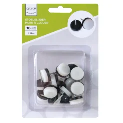 stoelglijder 18 mm zwart met wit 16 stuks