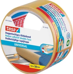 Tapijttape dubbelzijdig universeel geel 5m x 50 mm