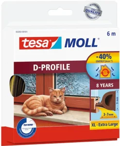 Tochtstrip 9 mm x 6 m bruin