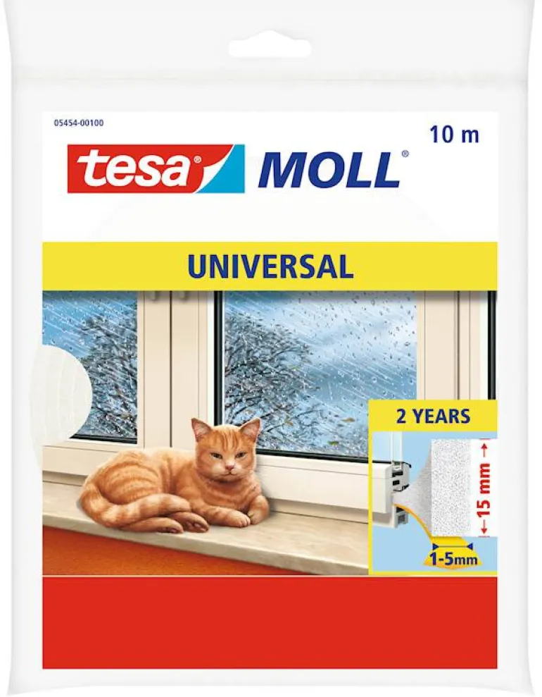 Tochtstrip universeel 15 mm x 10 m wit schuim