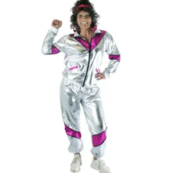 Trainingspak 80ies Sporty Scarlet Dames - zilver/paars - Maat 44/46
