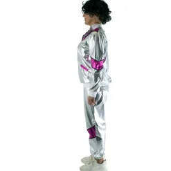 Trainingspak 80ies Sporty Scarlet Dames - zilver/paars - Maat 44/46