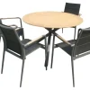 Tuinset Napels met Polywood Tafelblad - 4 Tuinstoelen - Aluminium - Zwart