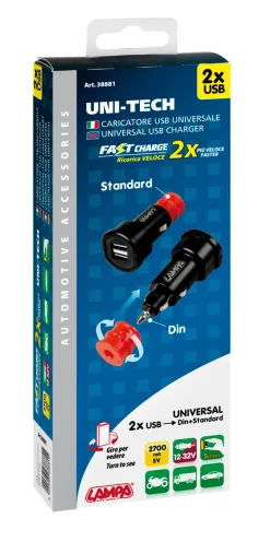 Universele Lader Fast Charge 2x USB - 2400 mA - 12/32V
