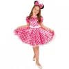 Verkleedjurk Minnie Mouse - Roze met witte stippen - Maat 128