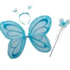 Vlinderset diadeem + vleugels +  stokje - Blauw