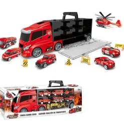 Vrachtwagen koffer + voertuigen rood