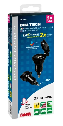 2x USB DIN Lader- 2700 mA - 12/32V