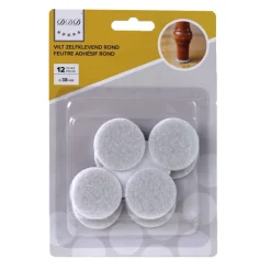 zelfklevend vilt rond 38 mm wit 12 stuks